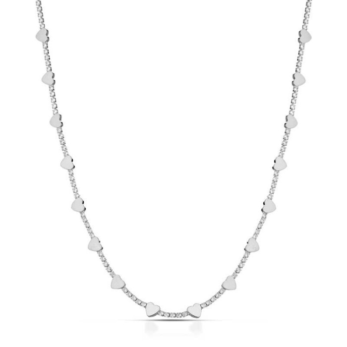 Collana tennis choker con cuori