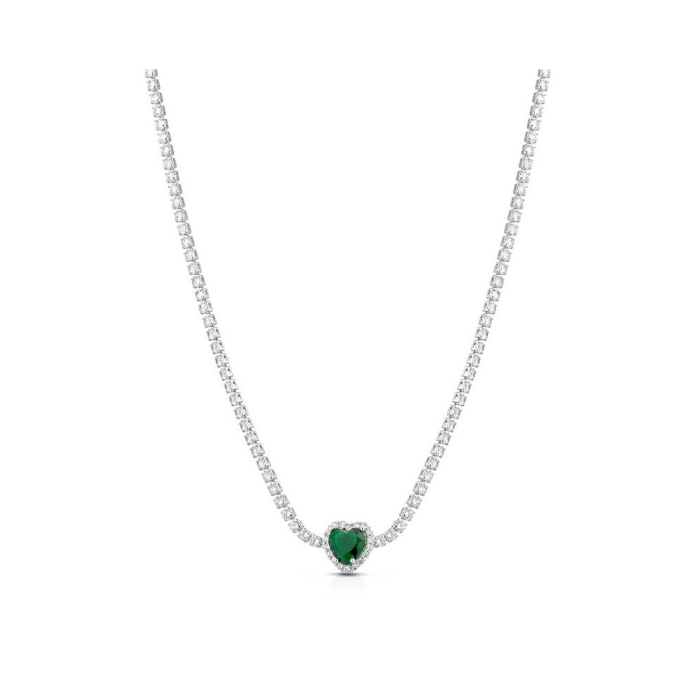 Collana tennis con cuore pavè