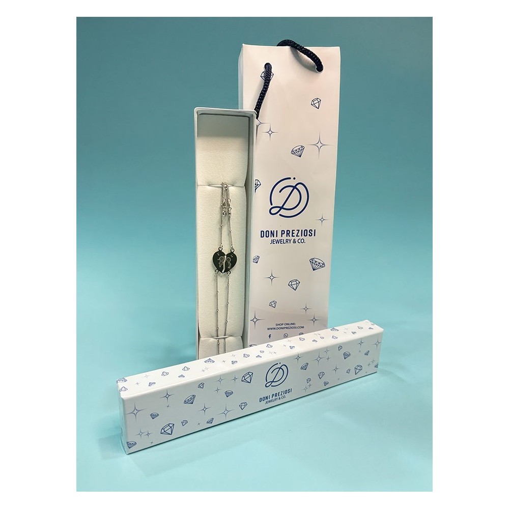 Coppia bracciali cuore divisibili in argento 925% Love