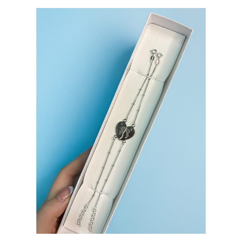 Coppia bracciali cuore divisibili in argento 925% Love