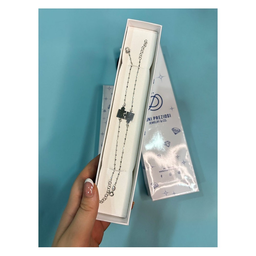 Coppia bracciali Puzzle divisibile in argento 925 personalizzabile San Valentino