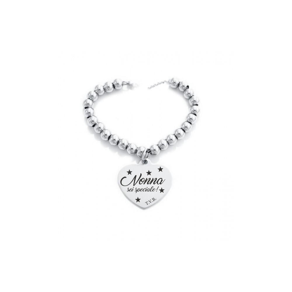 Bracciale con Palline Acciaio Nonna Sei Speciale | Doni Preziosi