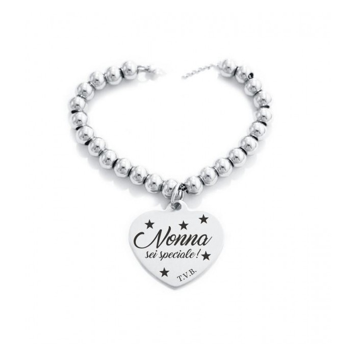 Bracciale con Palline Acciaio Nonna Sei Speciale | Doni Preziosi