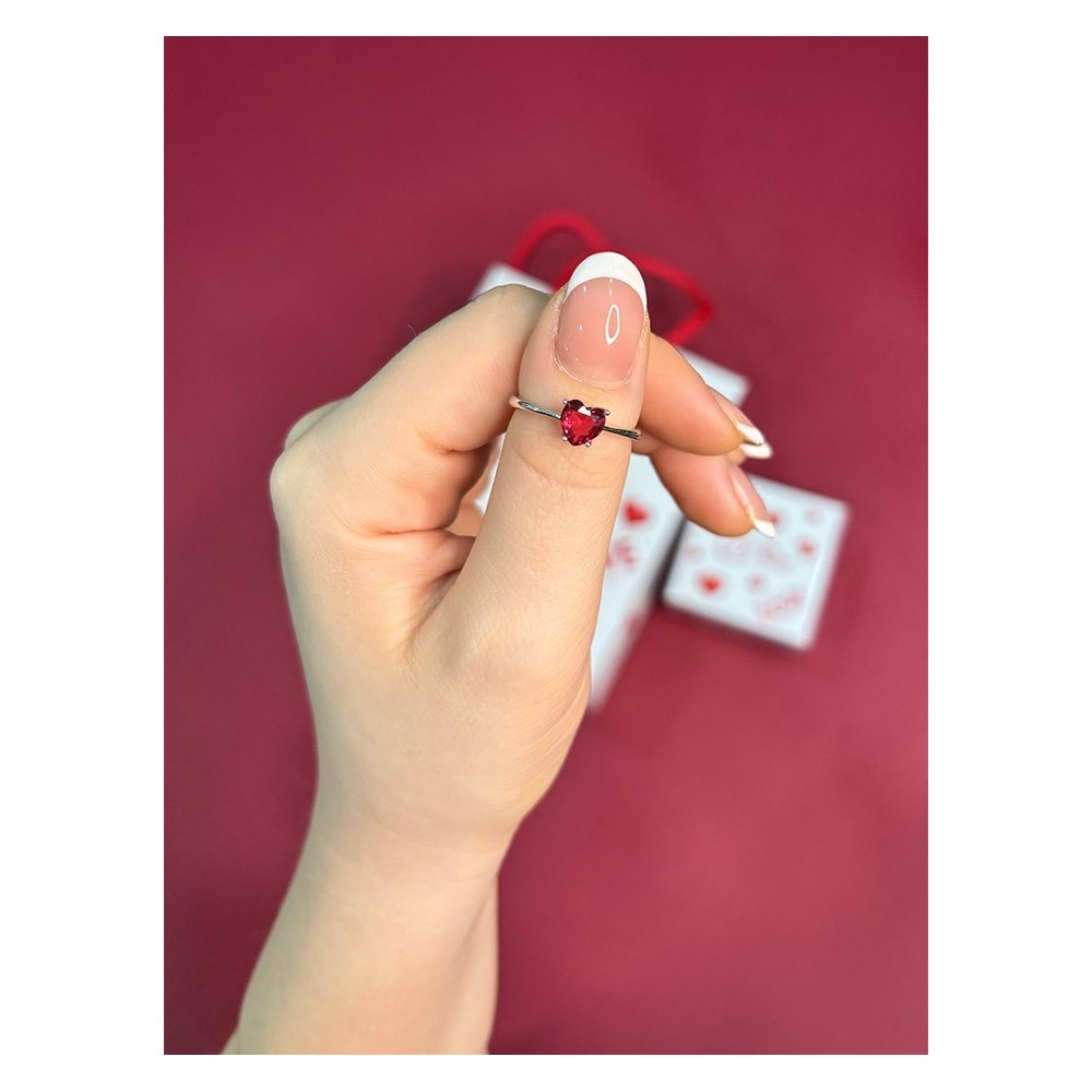 Anello Regolabile Con Cuore In Argento 925 Per Donna - Design Aperto, Lucido, Ideale Come Anello Di Fidanzamento O Promessa, Con Confezione Regalo E Panno Per La Pulizia
