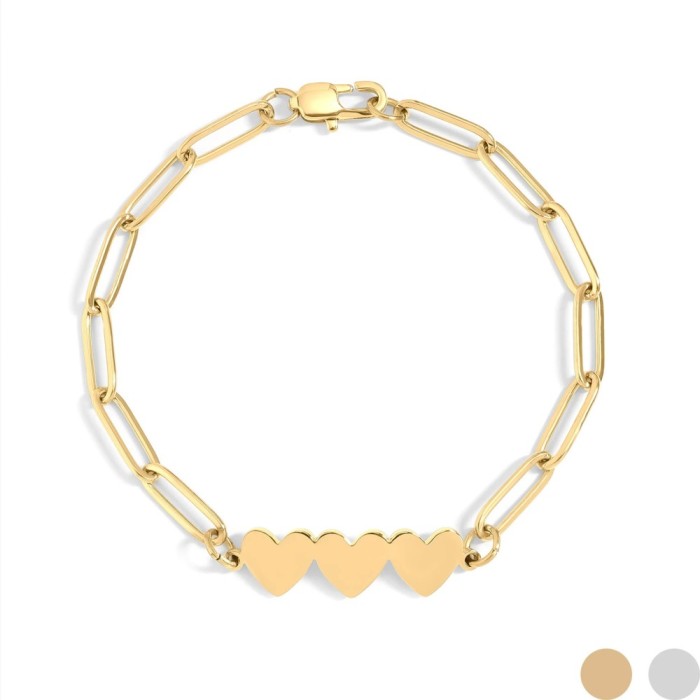 Bracciale donna catena con cuori