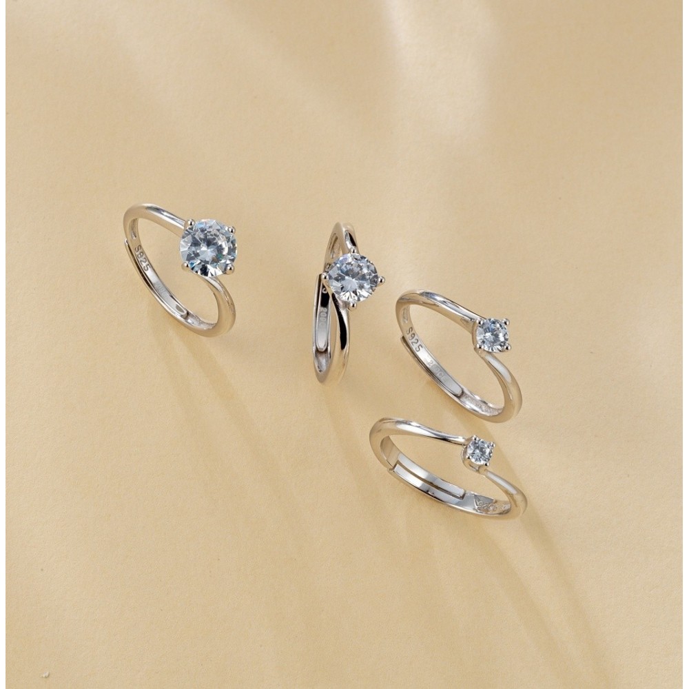 Anello Solitario donna in argento 925% regolabile