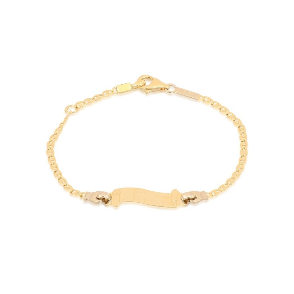 Bracciale bimbo con targhetta in oro 18 carati incisione omaggio