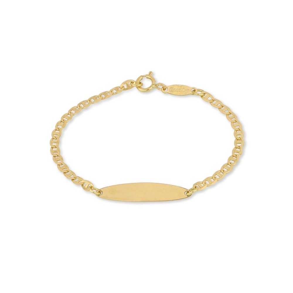 Bracciale bimba/o con targhetta in oro 18 carati incisione omaggio e coccinella