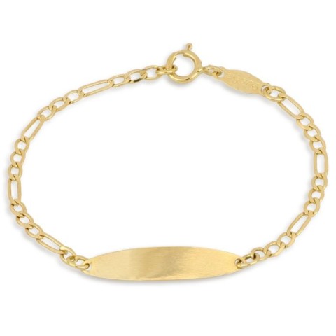 Bracciale bimba/o con targhetta in oro 18 carati incisione omaggio e coccinella