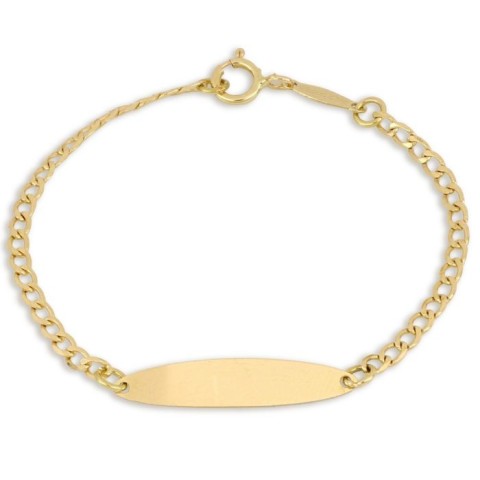 Bracciale bimba/o con targhetta in oro 18 carati incisione omaggio e coccinella