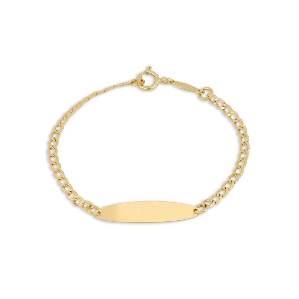 Bracciale bimba/o con targhetta in oro 18 carati incisione omaggio e coccinella