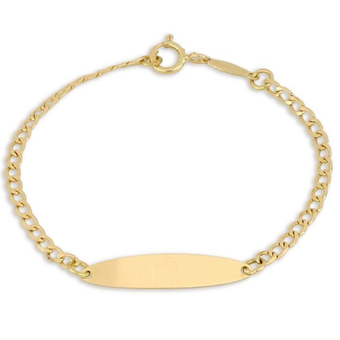 Bracciale bimba/o con targhetta in oro 18 carati incisione omaggio e coccinella