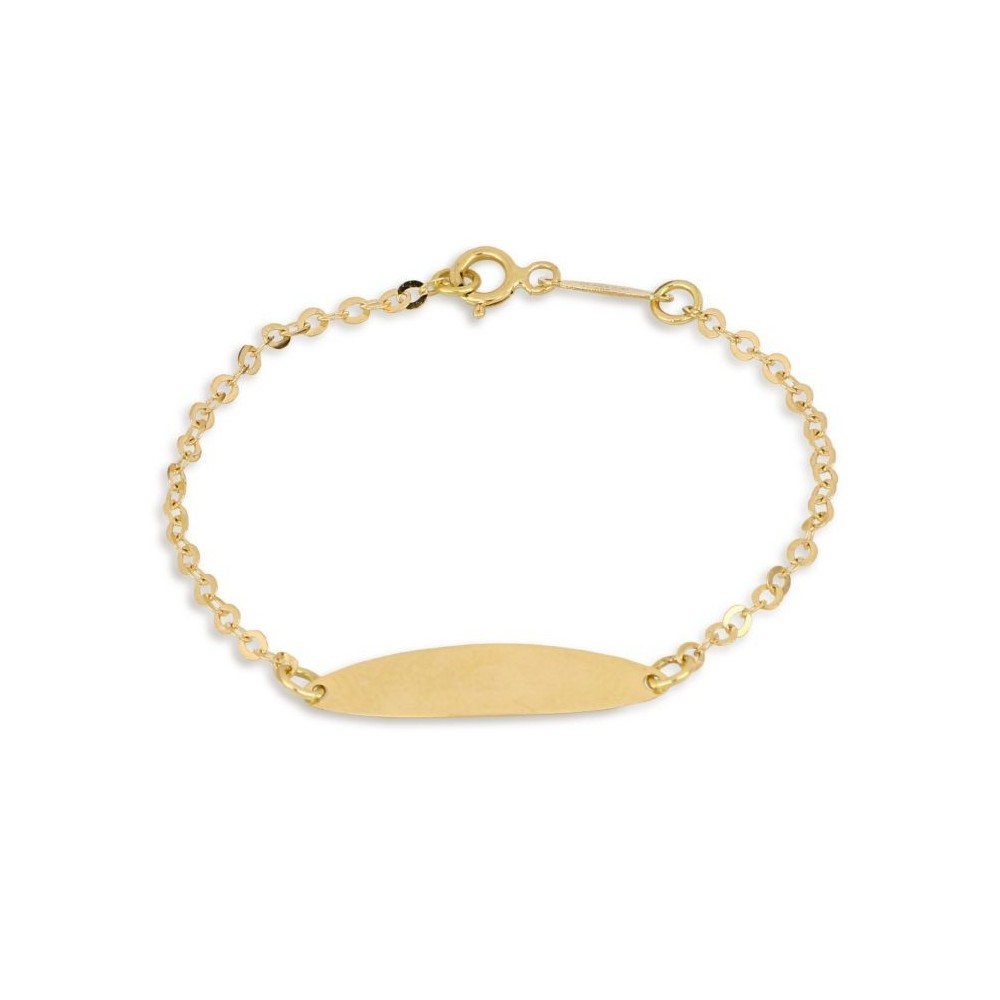 Bracciale bimba/o con targhetta in oro 18 carati incisione omaggio