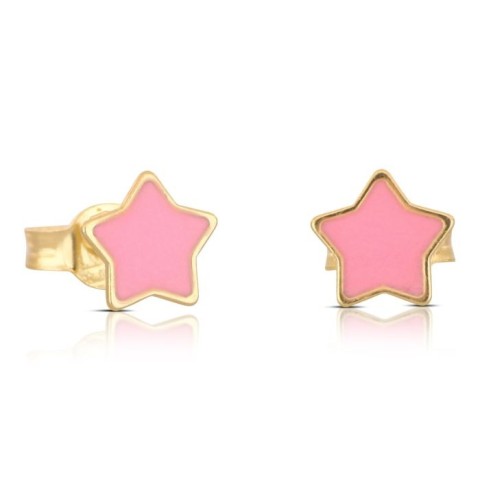 Coppia di orechini bambina con stella smaltata in oro giallo 18 carati