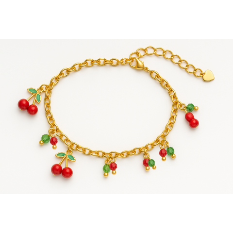 Bracciale in acciaio donna con ciliegine