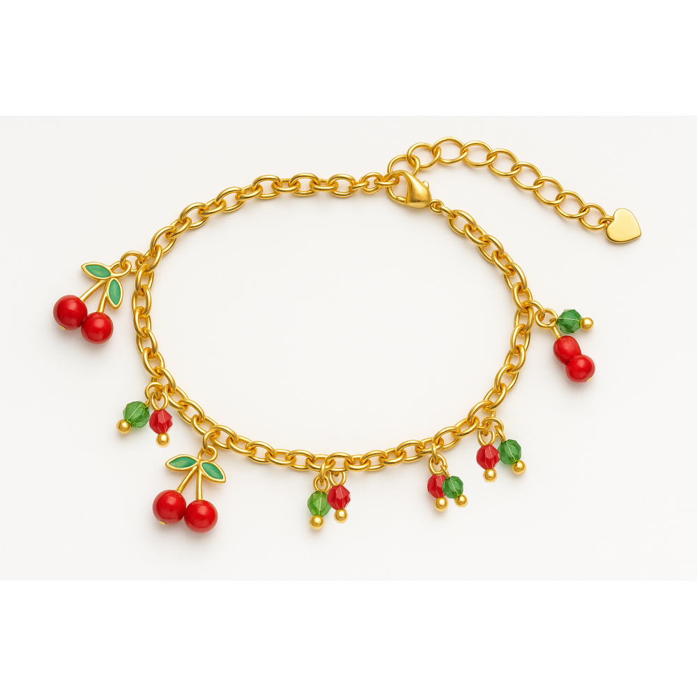 Bracciale in acciaio donna con ciliegine