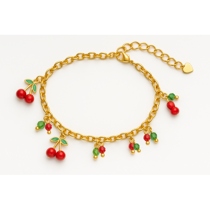 Bracciale in acciaio donna con ciliegine