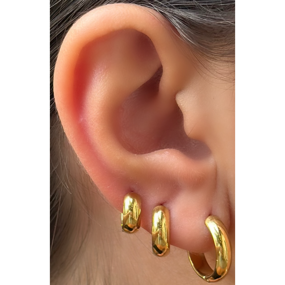 Set Orecchini cerchio bombati in acciaio