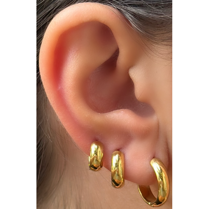 Set Orecchini cerchio bombati in acciaio