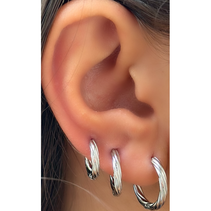 Set Orecchini cerchio intrecciati placcato oro