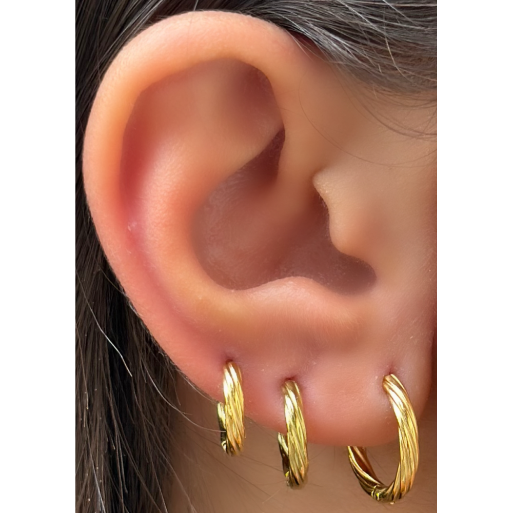 Set Orecchini cerchio intrecciati in oro