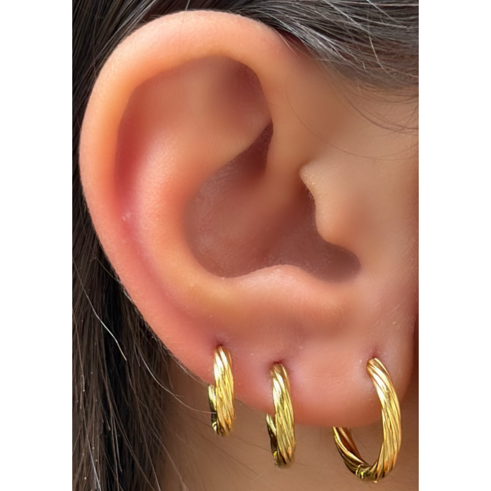 Set Orecchini cerchio intrecciati in oro
