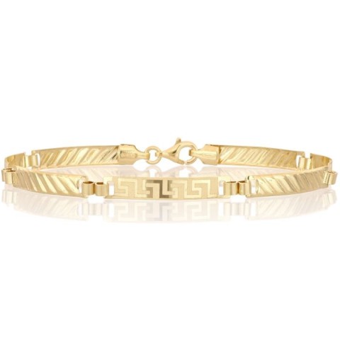 Bracciale uomo in oro giallo 18 carati modello piastrina con greca