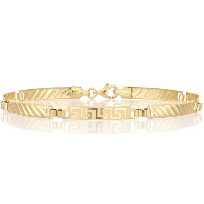 Bracciale uomo in oro giallo 18 carati modello piastrina con greca