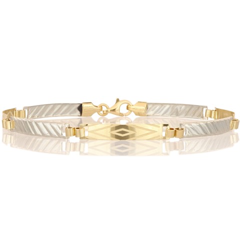 Bracciale uomo in oro giallo/bianco 18 carati modello piastrina