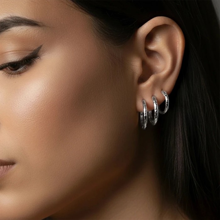 Set Orecchini cerchio effetto martellato