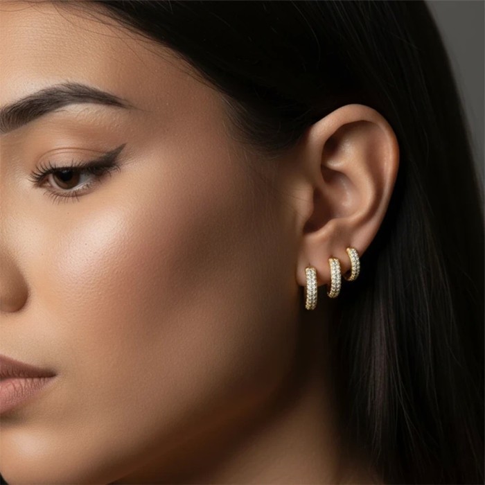 Set Orecchini cerchio pavè