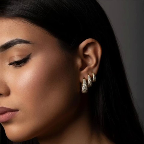 Set Orecchini goccia pavè