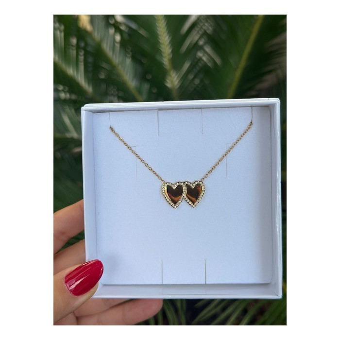 Collana con doppio cuoricino incisioni in omaggio