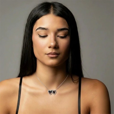 Collana con doppio cuoricino incisioni in omaggio