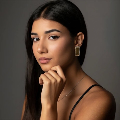 Orecchino Specchio Dorato in Acciaio | Doni Preziosi