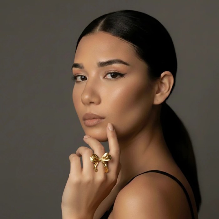 Anello Fiocco Maxi Georgie in Acciaio Oro | Doni Preziosi Anello Fiocco Maxi Georgie in Acciaio Oro | Doni Preziosi