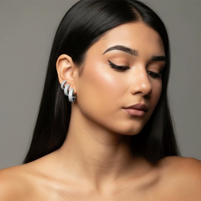 Set Orecchini Diva in Acciaio Oro o Argento con Zirconi | Doni Preziosi