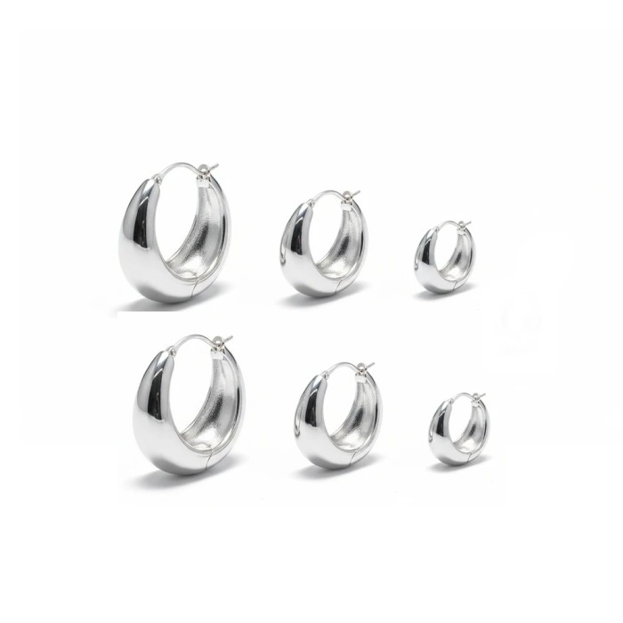 Set Orecchini Cerchio in Acciaio Oro e Argento | Doni Preziosi