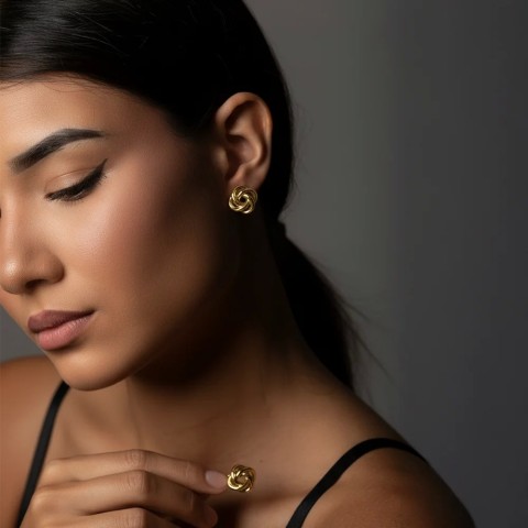 Orecchini Rosa Intrecciata Oro – Eleganti e Luminosi | Doni Preziosi