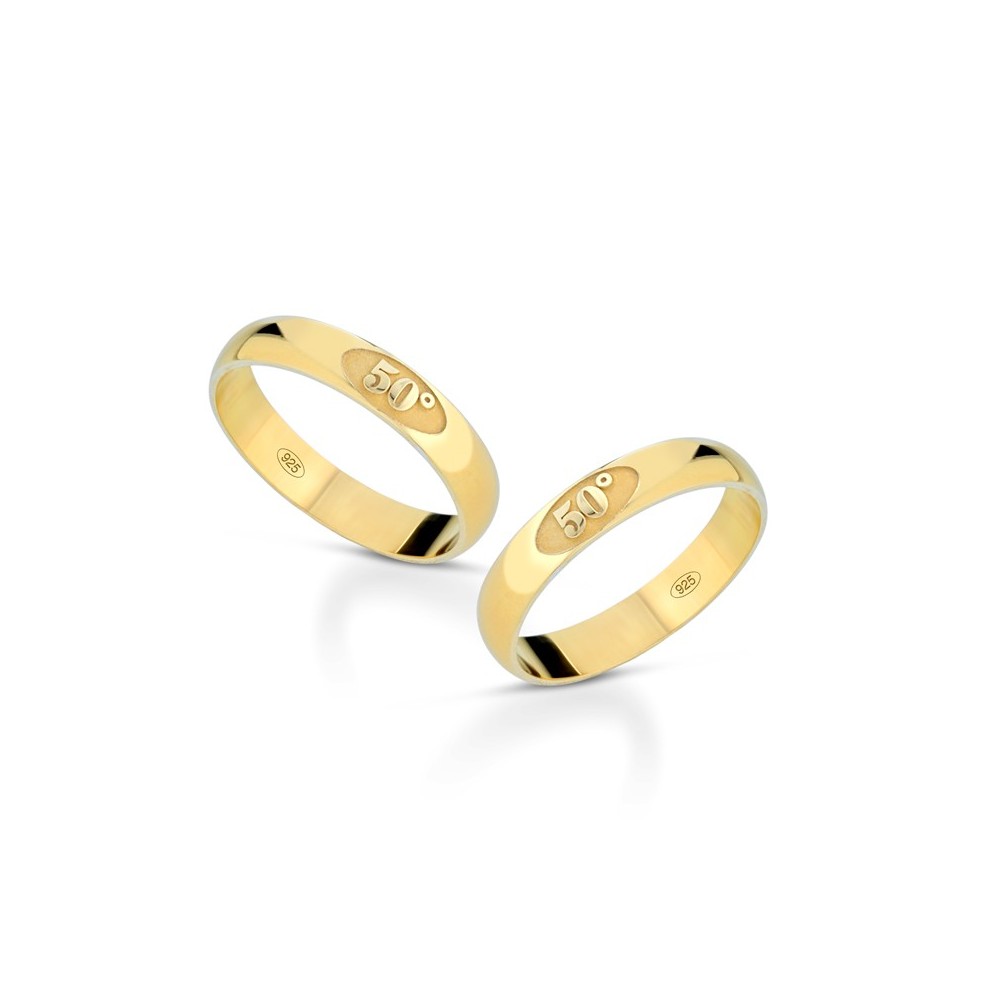 Fedine 50 anni di matrimonio in argento 925% placcate in oro giallo