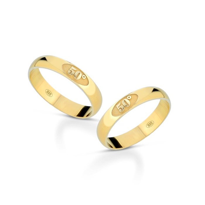 Fedine 50 anni di matrimonio in argento 925% placcate in oro giallo