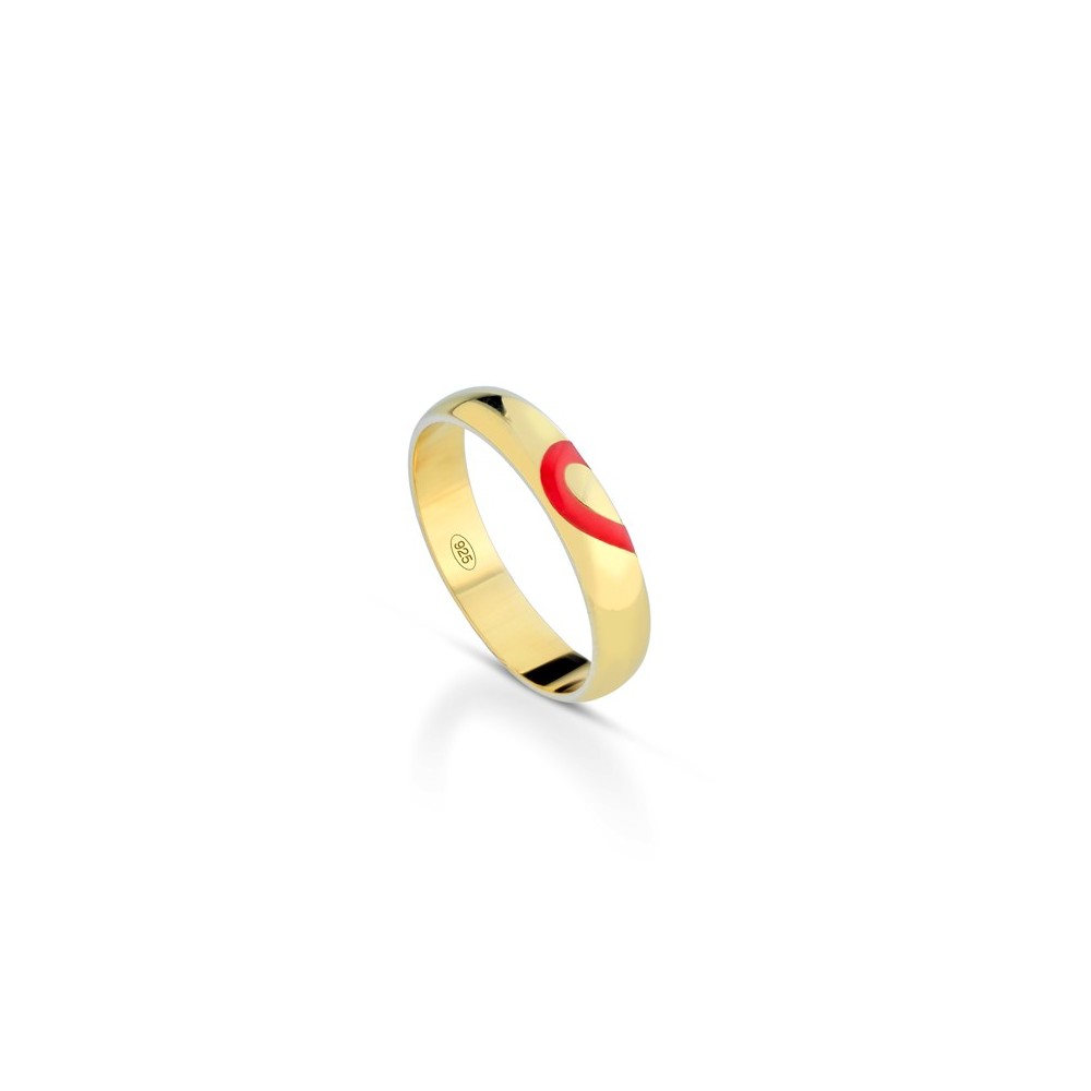 Fedine Cuore filo rosso in argento 925% placcate in oro giallo
