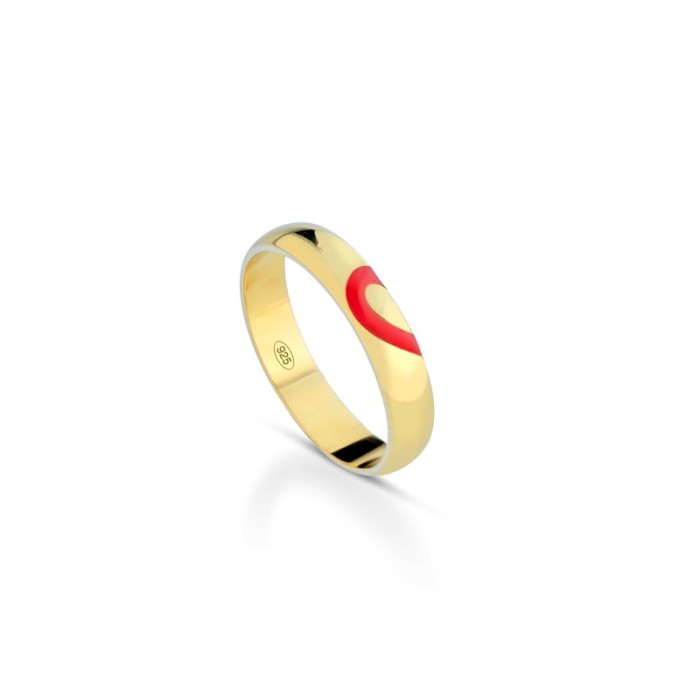 Fedine Cuore filo rosso in argento 925% placcate in oro giallo