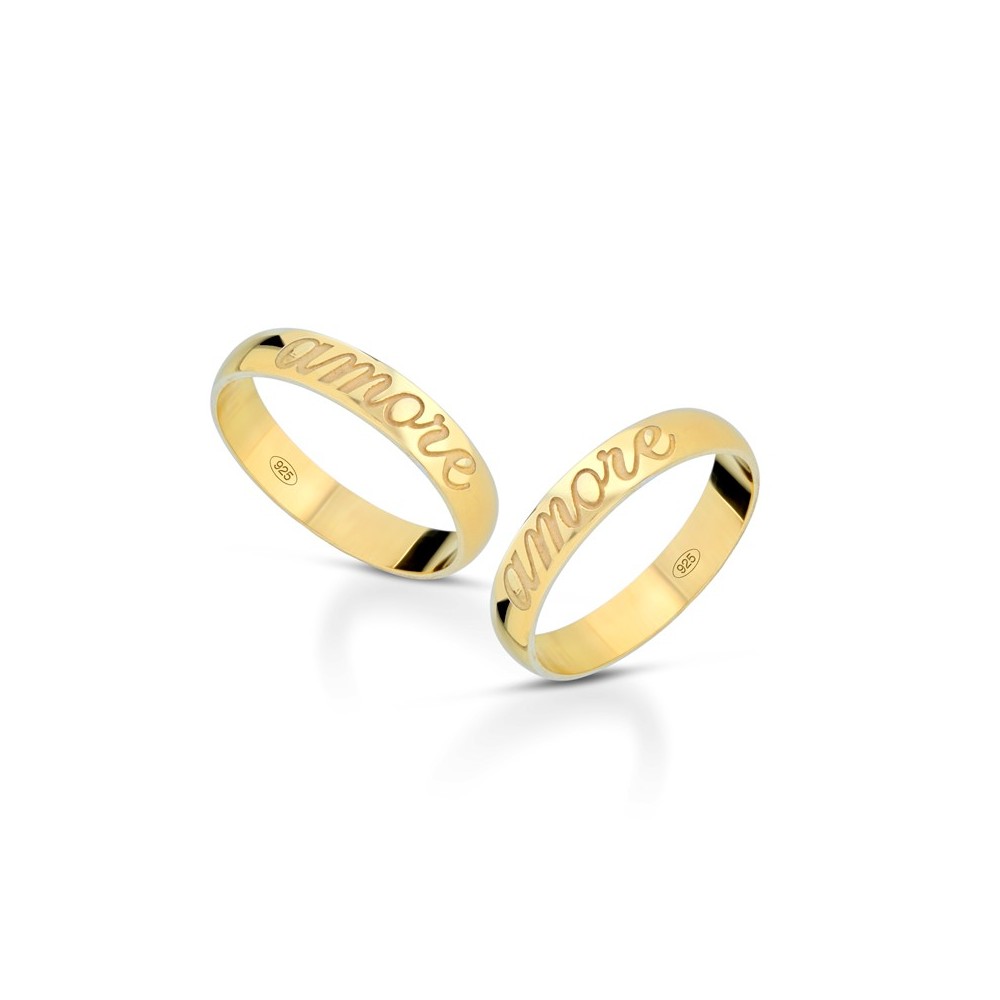 Fedine Amore in argento 925% placcate in oro giallo