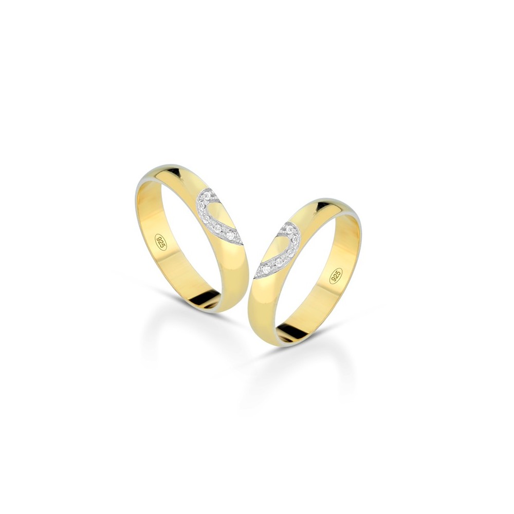 Fedine Cuore Pavè in argento 925% placcate in oro giallo