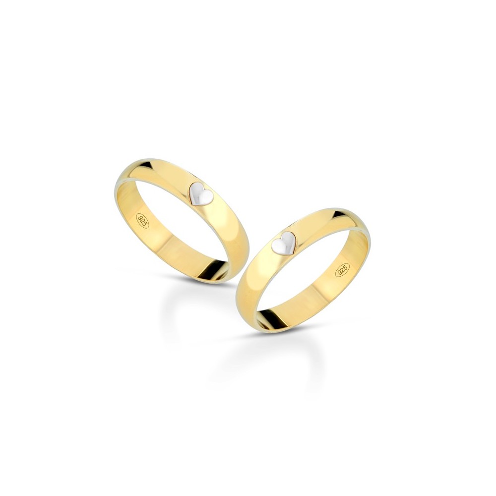 Fedine cuoricino in argento 925% placcate in oro giallo