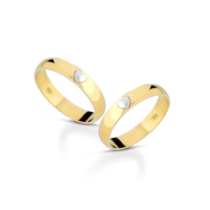 Fedine cuoricino in argento 925% placcate in oro giallo