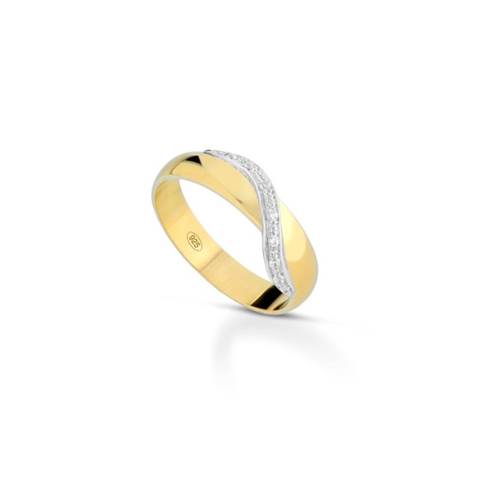Fedine con fregio zirconato in argento 925% placcate in oro giallo