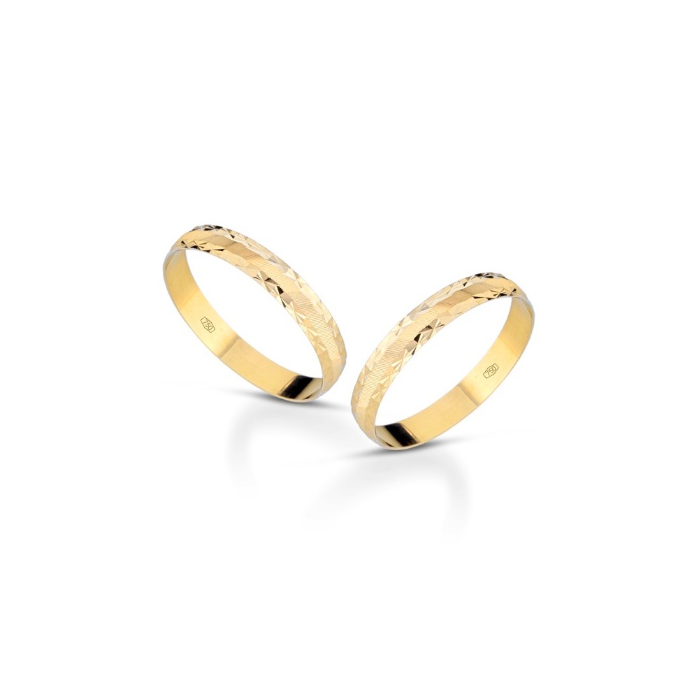 Fedine in oro giallo 18 carati incisioni omaggio trama slasch