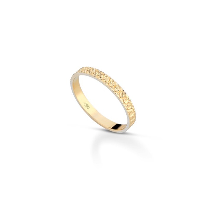 Fedine in oro giallo 18 carati incisioni omaggio trama ovalina